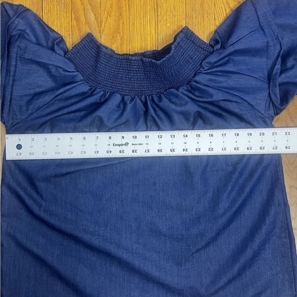 Blue Off-Shoulder Puff Sleeve Top - Picture 3 of 7